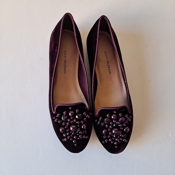 NWB Isaac Mizrahi Live! Velvet Loafers Ornament Detail Vivid Plum Women Size 5 M - Picture 3 of 14